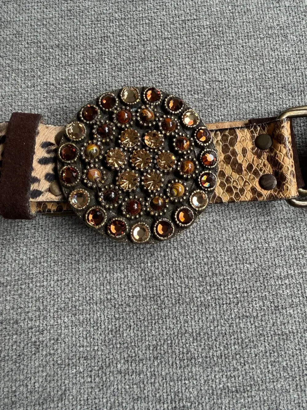 Leatherock Belt Suede Pony hair Snake skin Jeweled Buckle Women's L36 Western